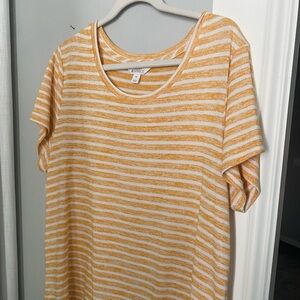 Market & Spruce Yellow and White Striped Short Sleeve Tee